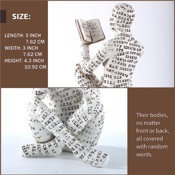 HomeDecor Pulp Reading Women Thinker Statue Aesthetic Sculpture RoomDecor Modern - Picture 3 of 6